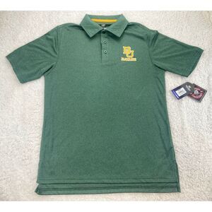 Baylor University Bears‎ Polo Shirt Mens M Green Yellow Embroidered Short Sleeve